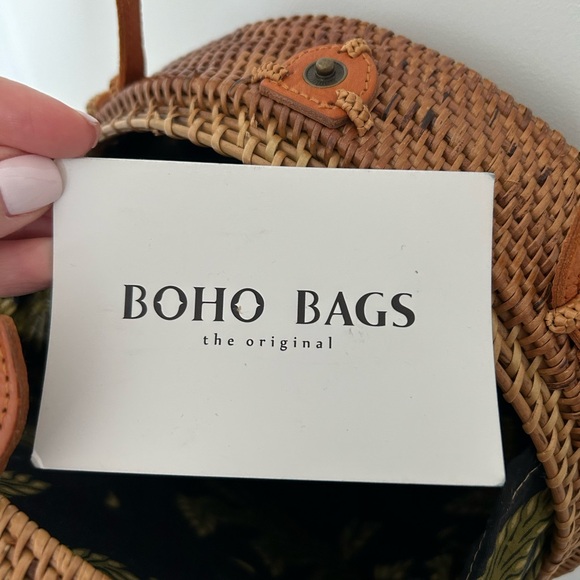 NWT Boho Bags The Original Round Rataan Crossbody Bag Purse - Picture 6 of 10